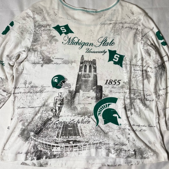 Vintage 90s Michigan state Spartans all over doublesided long sleeve size L - Picture 2 of 7